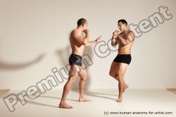 Underwear Fighting Man - Man White Moving poses Muscular Short Brown Dynamic poses Academic